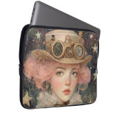 Rosa-haarige Steampunkerwachsene Frau Laptopschutzhülle (Vorne Rechts)