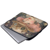 Rosa-haarige Steampunkerwachsene Frau Laptopschutzhülle (Vorne Knopf)
