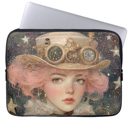 Rosa-haarige Steampunkerwachsene Frau Laptopschutzhülle