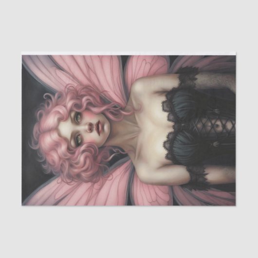 Rosa haariger Frühling Goth Fairy Decoupage Seidenpapier (Vorderseite)