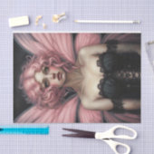 Rosa haariger Frühling Goth Fairy Decoupage Seidenpapier (Handwerk)