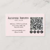 Rosa Haarstudio QR Code Social Media Visitenkarte (Rückseite)