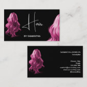 rosa Haarstylist moderne Typografie Visitenkarte (Vorne/Hinten)