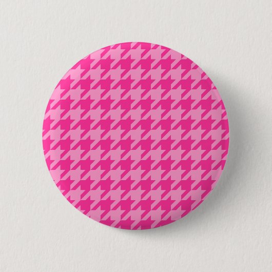 Rosa Hahnentrittmuster Karierter Karo Button (Vorderseite)