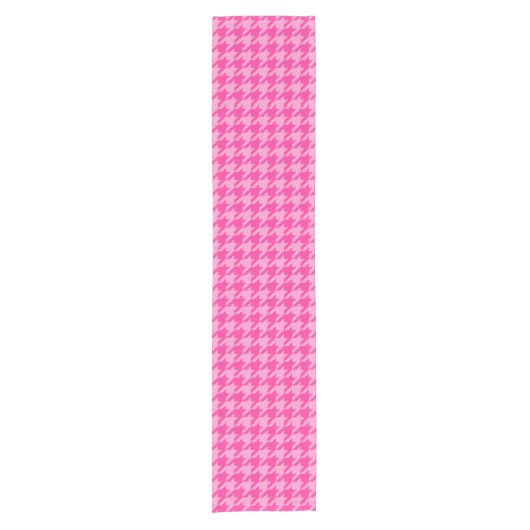 Rosa Hahnentrittmuster Karierter Karo Kurzer Tischläufer (Vorderseite)