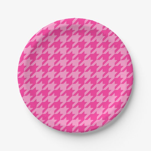 Rosa Hahnentrittmuster Karierter Karo Pappteller (Vorderseite)