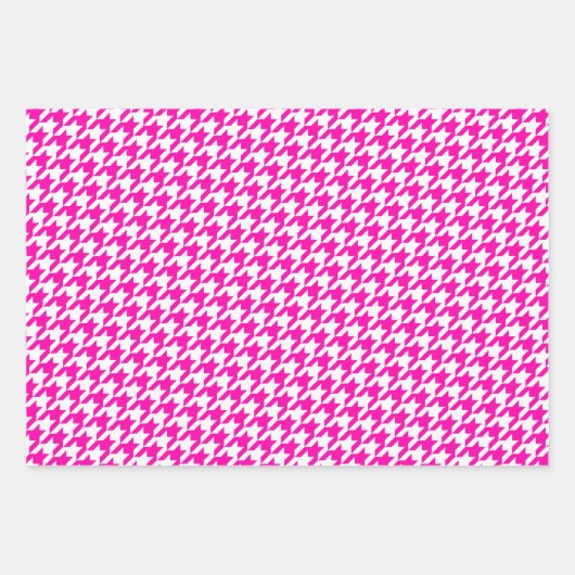 Rosa Hahnentrittmuster Monogram Polka Dot Geschenkpapier Set (Vorderseite)