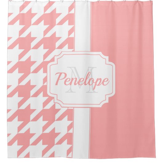 rosa Hahnentrittmuster Muster Duschvorhang (Vorderseite)