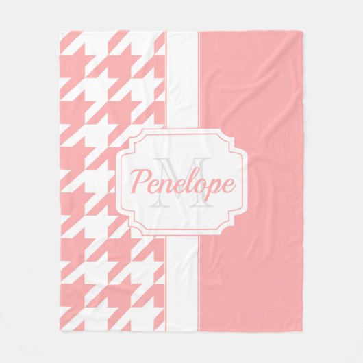 rosa Hahnentrittmuster Muster Fleecedecke (Vorderseite)