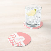 rosa Hahnentrittmuster Muster Runder Pappuntersetzer (Vor Ort)