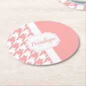rosa Hahnentrittmuster Muster Runder Pappuntersetzer (Angewinkelt)