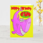 Rosa Hai Sechster Geburtstag Karte (Gelbe Blume)