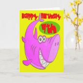 Rosa Hai Siebter Geburtstag Karte (Gelbe Blume)