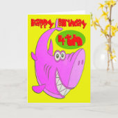 Rosa Hai Viertes Geburtstag Karte (Gelbe Blume)