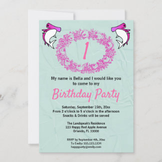 Rosa Haie & Rose Kranz 1. Geburtstag Einladung