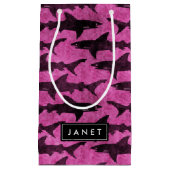 Rosa Haifisch-Tasche mit Namensaufkleber Kleine Geschenktüte (Vorderseite)