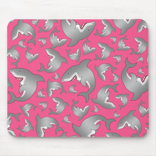 Rosa Haifischmuster Mousepad (Vorne)