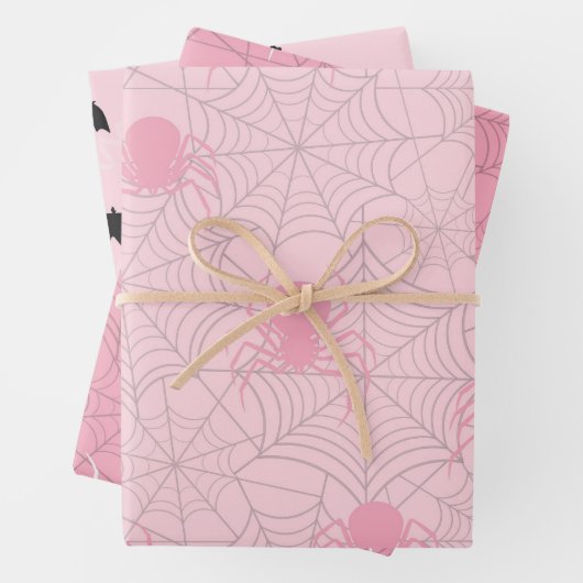 Rosa Halbblase zwischen Papierfledermaus und Spinn Geschenkpapier Set (Beispiel)