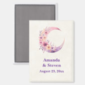 Rosa Halbmond Hochzeit speichern Sie das Datum Magnet (Vorderseite/Rückseite)