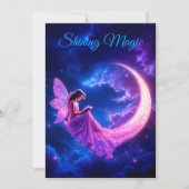 Rosa Halbmond Märchenmärchen Sternenkunst Ankündigung (Vorderseite)