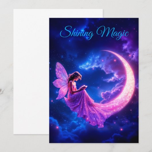 Rosa Halbmond Märchenmärchen Sternenkunst Ankündigung (Vorne/Hinten)