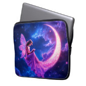 Rosa Halbmond Märchenmärchen Sternenkunst Laptopschutzhülle (Vorderseite Links)