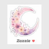 Rosa Halbmond mit Hübschen Blume Aufkleber (Blatt)