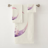 Rosa Halbmond mit Hübschen Blume Badhandtuch Set (Insitu)