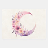 Rosa Halbmond mit Hübschen Blume Geschenkpapier Set (Vorderseite)