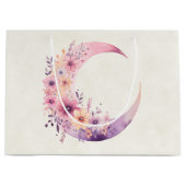 Rosa Halbmond mit Hübschen Blume Große Geschenktüte (Vorderseite)