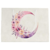 Rosa Halbmond mit Hübschen Blume Große Geschenktüte (Rückseite)