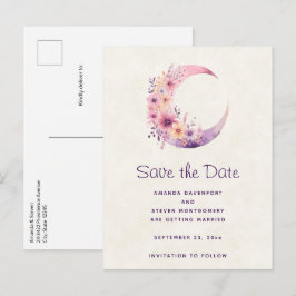 Rosa Halbmond mit Hübschen Blume Hochzeit Ankündigungspostkarte