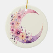 Rosa Halbmond mit Hübschen Blume Keramik Ornament (Vorne)