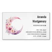 Rosa Halbmond mit Hübschen Blume Magnetische Visitenkarte (Vorderseite)