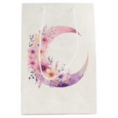 Rosa Halbmond mit Hübschen Blume Mittlere Geschenktüte (Vorderseite)