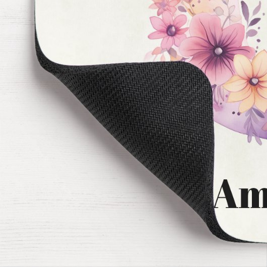 Rosa Halbmond mit Hübschen Blume Mousepad (Ecke)