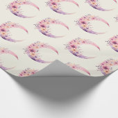 Rosa Halbmond mit Hübschen Blume Muster Geschenkpapier (Ecke)