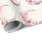 Rosa Halbmond mit Hübschen Blume Muster Geschenkpapier (Rolleneckpunkt)
