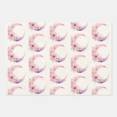Rosa Halbmond mit Hübschen Blume Muster Geschenkpapier Set (Vorderseite 2)