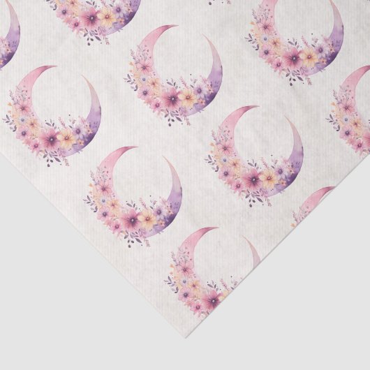 Rosa Halbmond mit Hübschen Blume Muster Seidenpapier (Ausschnitt)