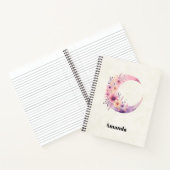 Rosa Halbmond mit Hübschen Blume Notizblock (Innenseite)