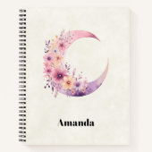 Rosa Halbmond mit Hübschen Blume Notizblock (Vorderseite)