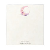 Rosa Halbmond mit Hübschen Blume Notizblock (Vorderseite)