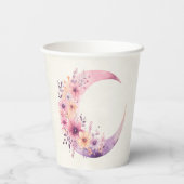 Rosa Halbmond mit Hübschen Blume Pappbecher (Rückseite)