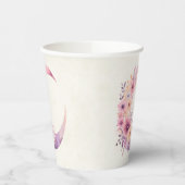 Rosa Halbmond mit Hübschen Blume Pappbecher (Links)