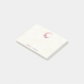 Rosa Halbmond mit Hübschen Blume Post-it Klebezettel (angewinkelt)