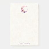 Rosa Halbmond mit Hübschen Blume Post-it Klebezettel (Vorderseite)