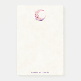 Rosa Halbmond mit Hübschen Blume Post-it Klebezettel