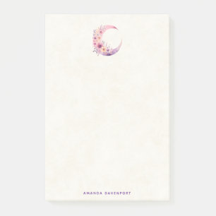 Rosa Halbmond mit Hübschen Blume Post-it Klebezettel