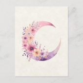 Rosa Halbmond mit Hübschen Blume Postkarte (Vorderseite)